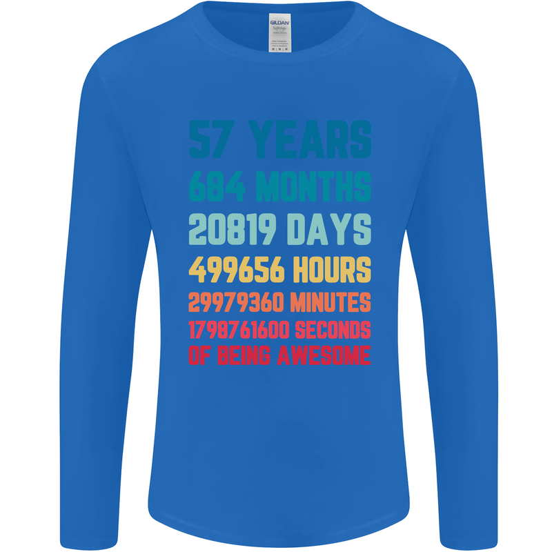 57th Birthday 57 Year Old Mens Long Sleeve T-Shirt Royal Blue