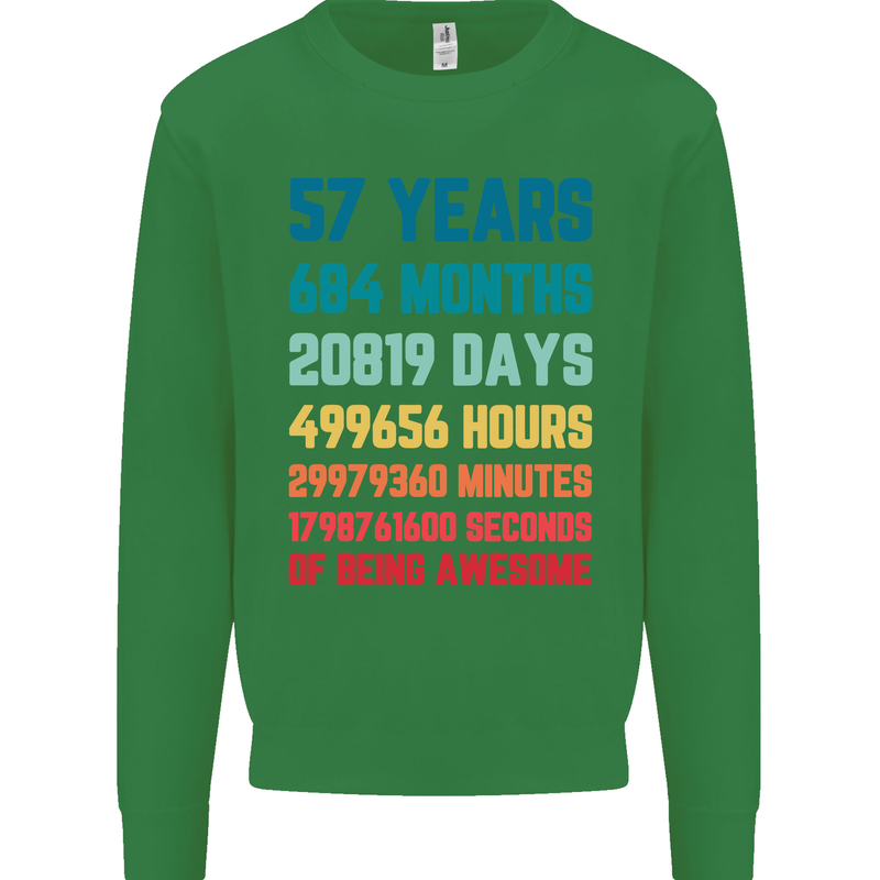 57th Birthday 57 Year Old Mens Sweatshirt Jumper Irish Green
