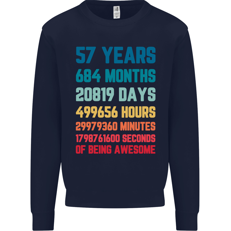 57th Birthday 57 Year Old Mens Sweatshirt Jumper Navy Blue