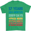 57th Birthday 57 Year Old Mens T-Shirt 100% Cotton Irish Green