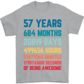 57th Birthday 57 Year Old Mens T-Shirt 100% Cotton Sports Grey