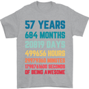 57th Birthday 57 Year Old Mens T-Shirt 100% Cotton Sports Grey