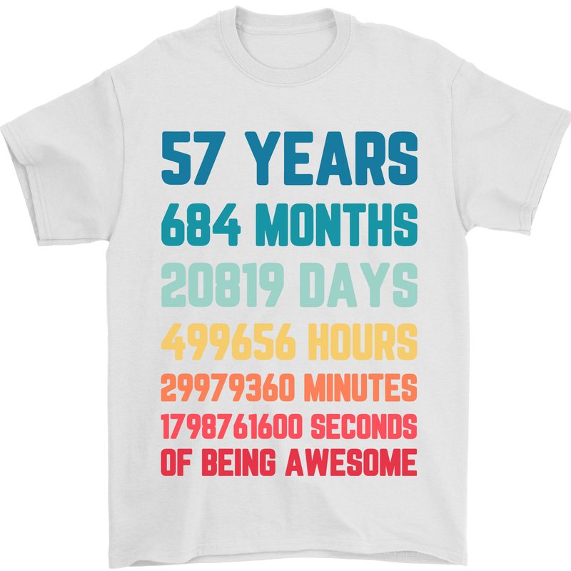 57th Birthday 57 Year Old Mens T-Shirt 100% Cotton White