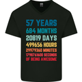 57th Birthday 57 Year Old Mens V-Neck Cotton T-Shirt Black