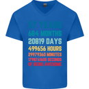 57th Birthday 57 Year Old Mens V-Neck Cotton T-Shirt Royal Blue