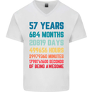 57th Birthday 57 Year Old Mens V-Neck Cotton T-Shirt White