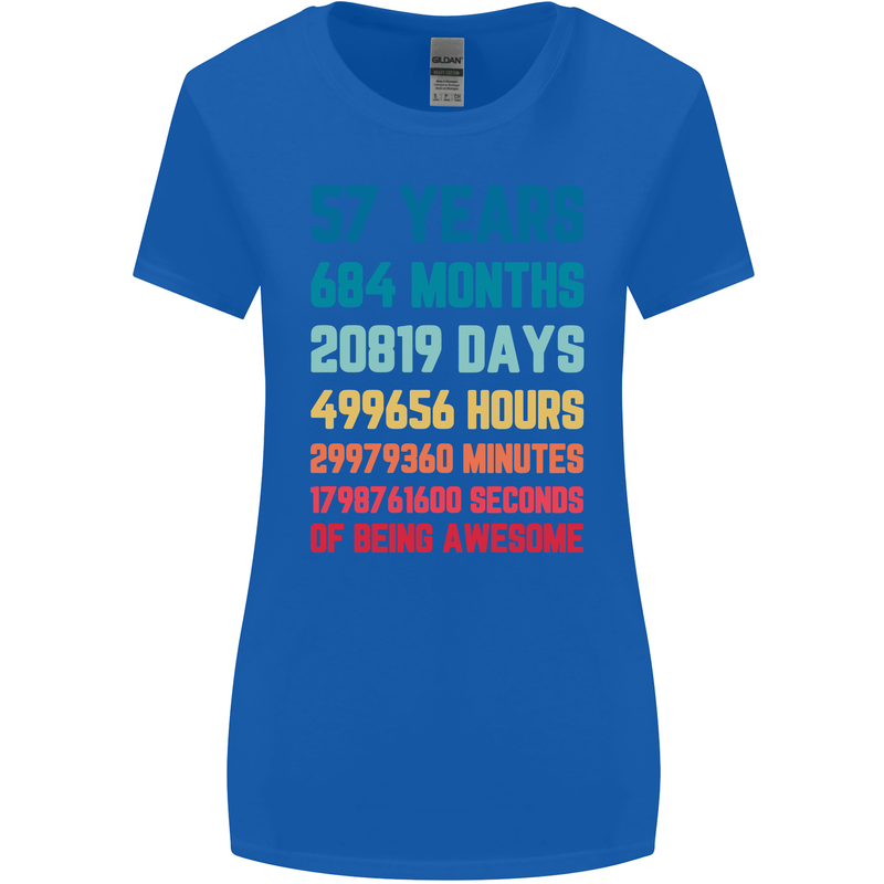 57th Birthday 57 Year Old Womens Wider Cut T-Shirt Royal Blue