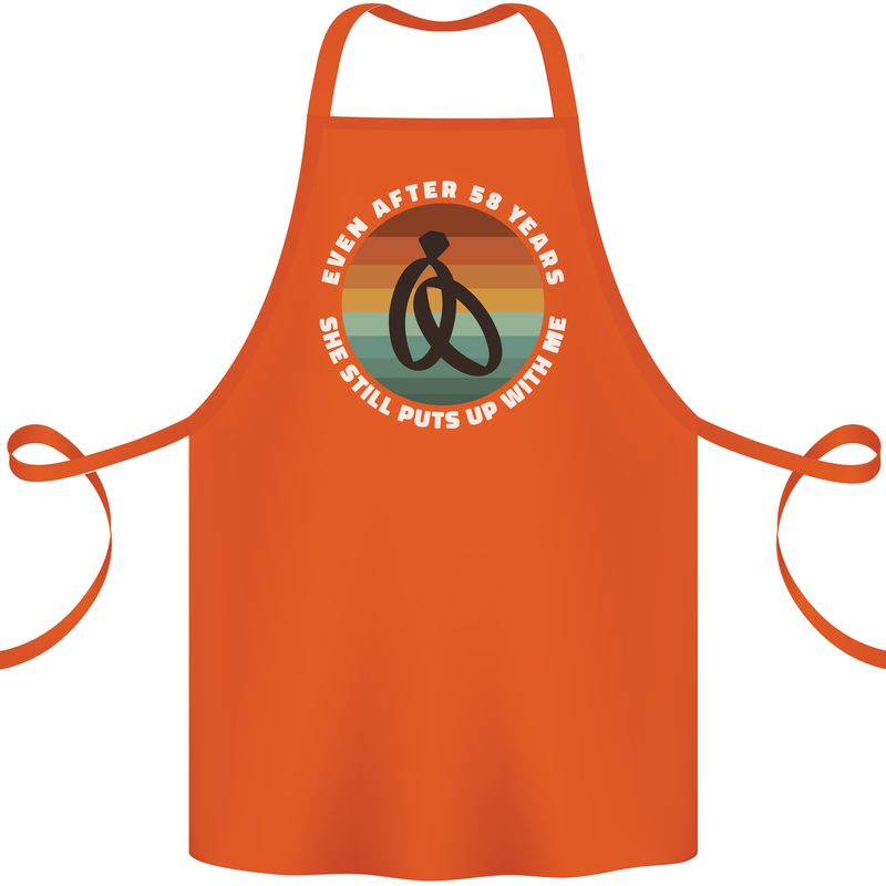 58 Year Wedding Anniversary 58th Marriage Cotton Apron 100% Organic Orange