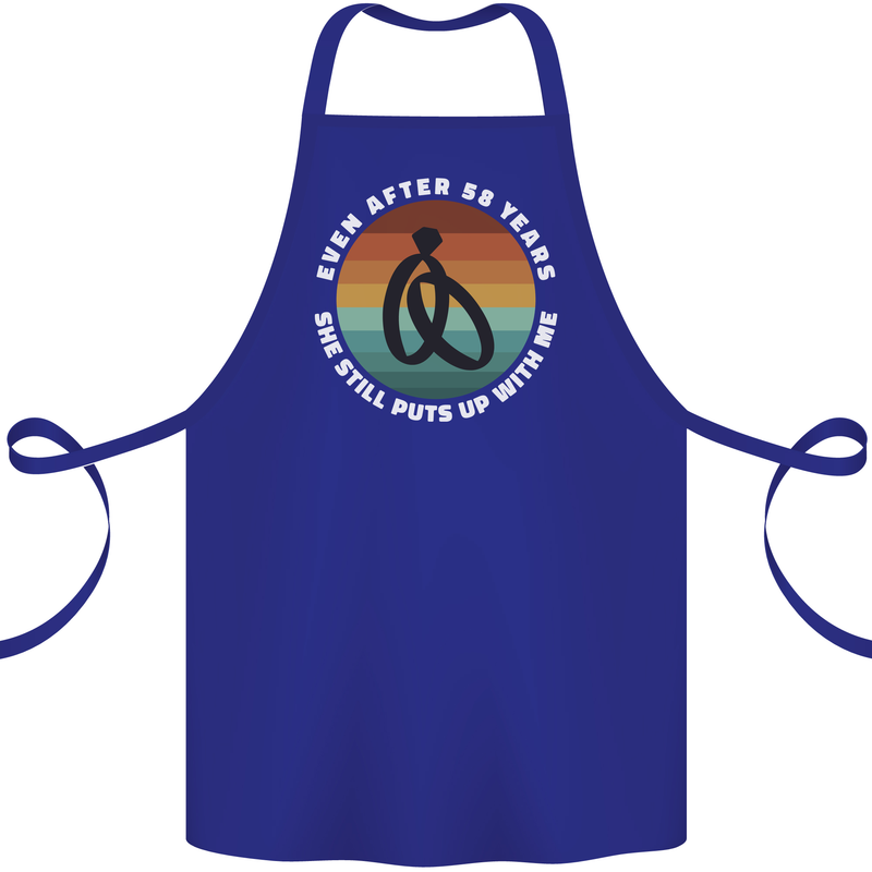 58 Year Wedding Anniversary 58th Marriage Cotton Apron 100% Organic Royal Blue