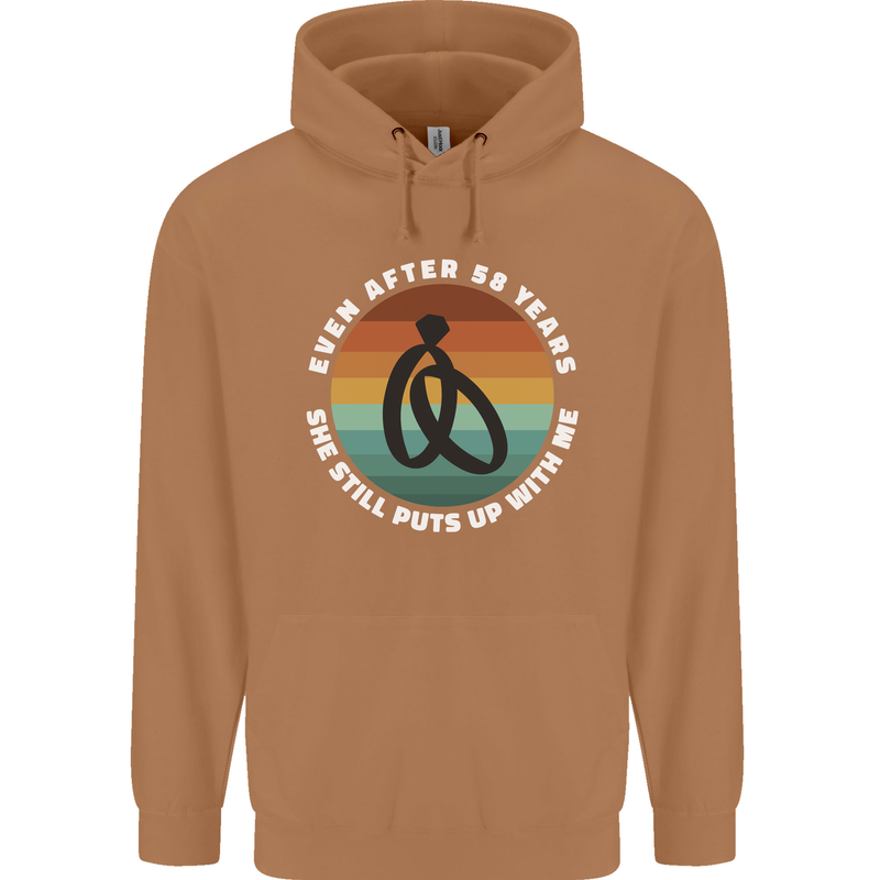 58 Year Wedding Anniversary 58th Marriage Mens 80% Cotton Hoodie Caramel Latte