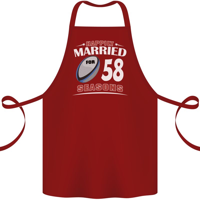 58 Year Wedding Anniversary 58th Rugby Cotton Apron 100% Organic Maroon