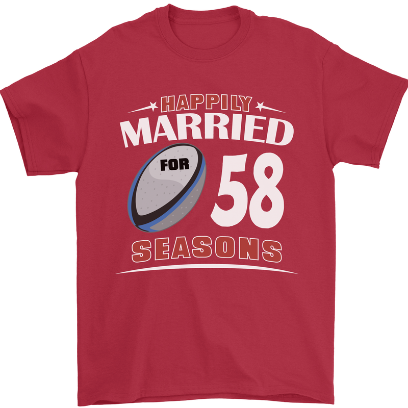58 Year Wedding Anniversary 58th Rugby Mens T-Shirt 100% Cotton Red