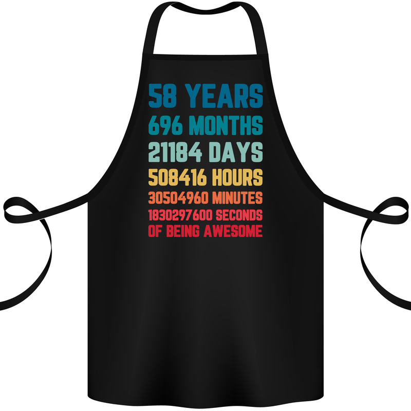 58th Birthday 58 Year Old Cotton Apron 100% Organic Black