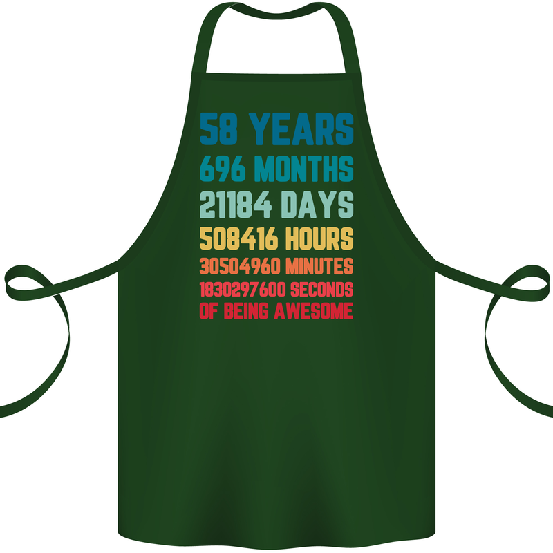 58th Birthday 58 Year Old Cotton Apron 100% Organic Forest Green