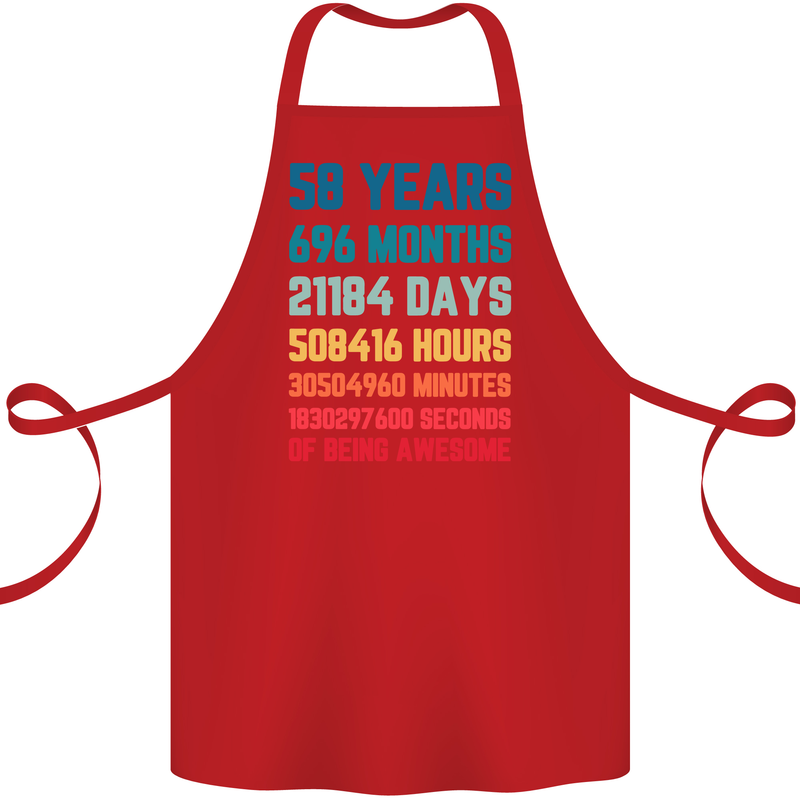 58th Birthday 58 Year Old Cotton Apron 100% Organic Red