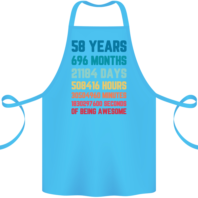 58th Birthday 58 Year Old Cotton Apron 100% Organic Turquoise