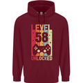 58th Birthday 58 Year Old Level Up Gamming Mens 80% Cotton Hoodie Maroon