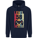 58th Birthday 58 Year Old Level Up Gamming Mens 80% Cotton Hoodie Navy Blue