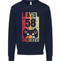 58th Birthday 58 Year Old Level Up Gamming Mens Sweatshirt Jumper Navy Blue