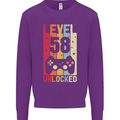 58th Birthday 58 Year Old Level Up Gamming Mens Sweatshirt Jumper Purple