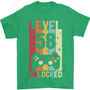 58th Birthday 58 Year Old Level Up Gamming Mens T-Shirt 100% Cotton Irish Green