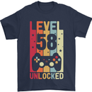 58th Birthday 58 Year Old Level Up Gamming Mens T-Shirt 100% Cotton Navy Blue