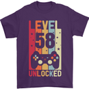 58th Birthday 58 Year Old Level Up Gamming Mens T-Shirt 100% Cotton Purple