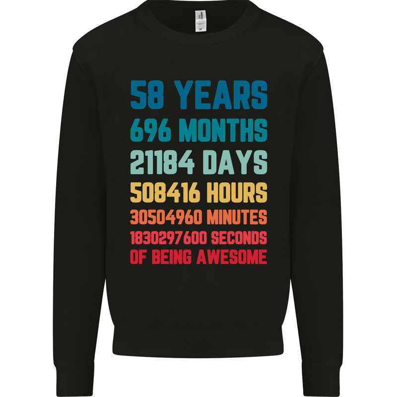 58th Birthday 58 Year Old Mens Sweatshirt Jumper Black