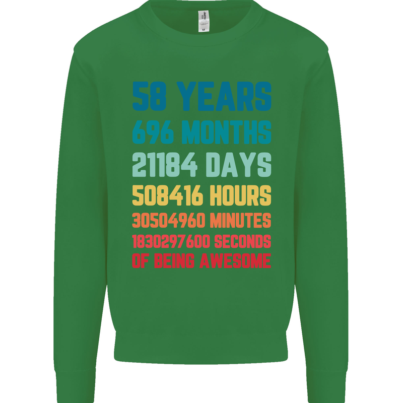 58th Birthday 58 Year Old Mens Sweatshirt Jumper Irish Green