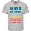 58th Birthday 58 Year Old Mens V-Neck Cotton T-Shirt Sports Grey
