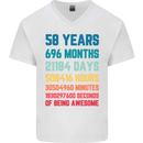 58th Birthday 58 Year Old Mens V-Neck Cotton T-Shirt White