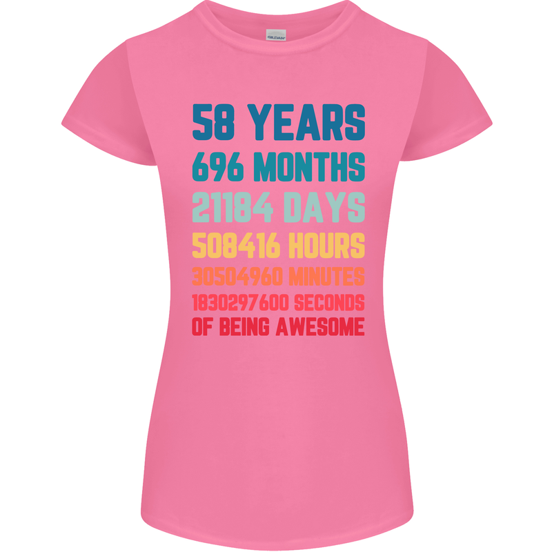 58th Birthday 58 Year Old Womens Petite Cut T-Shirt Azalea