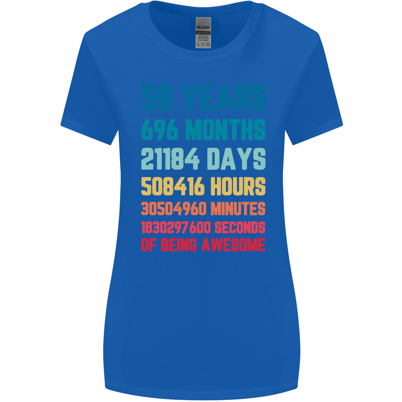 58th Birthday 58 Year Old Womens Wider Cut T-Shirt Royal Blue