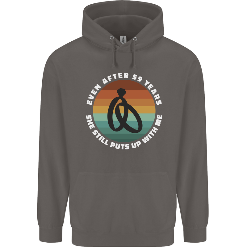 59 Year Wedding Anniversary 59th Marriage Mens 80% Cotton Hoodie Charcoal
