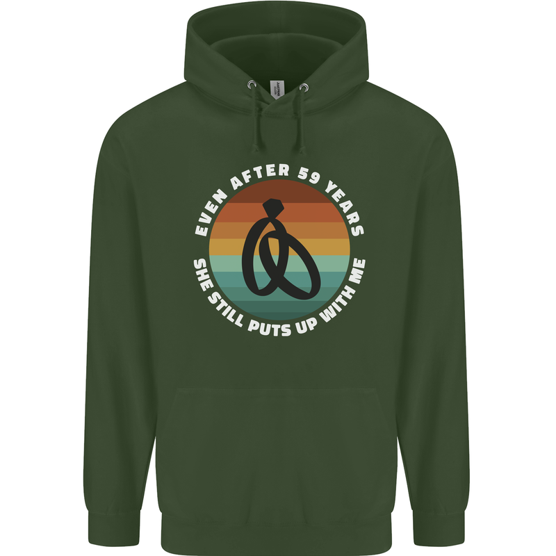 59 Year Wedding Anniversary 59th Marriage Mens 80% Cotton Hoodie Forest Green