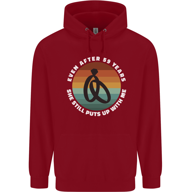 59 Year Wedding Anniversary 59th Marriage Mens 80% Cotton Hoodie Red