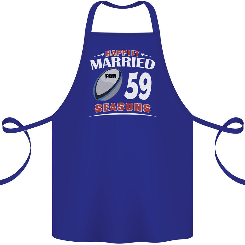 59 Year Wedding Anniversary 59th Rugby Cotton Apron 100% Organic Royal Blue