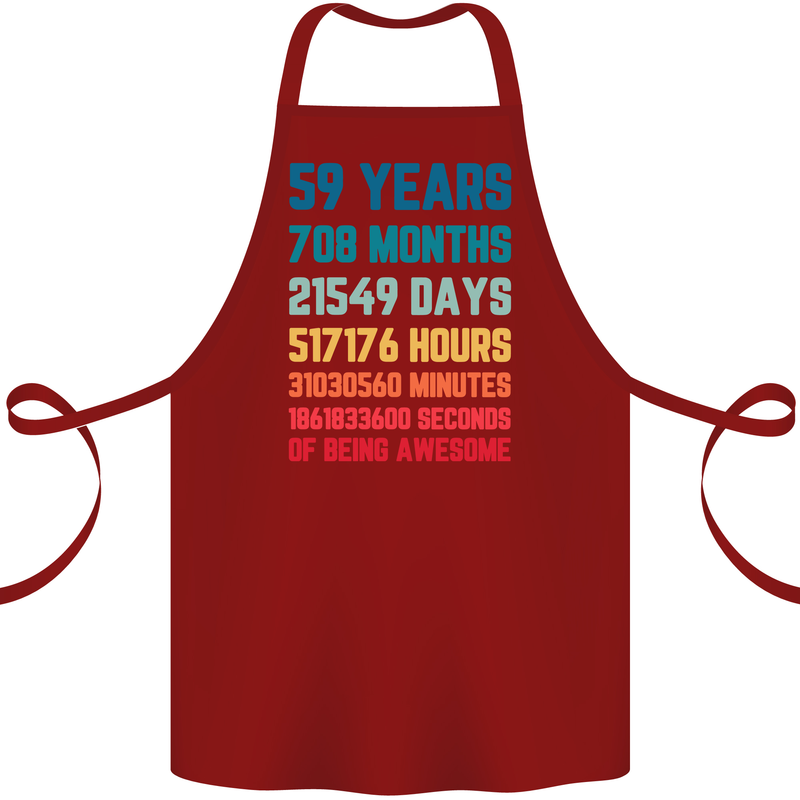59th Birthday 59 Year Old Cotton Apron 100% Organic Maroon