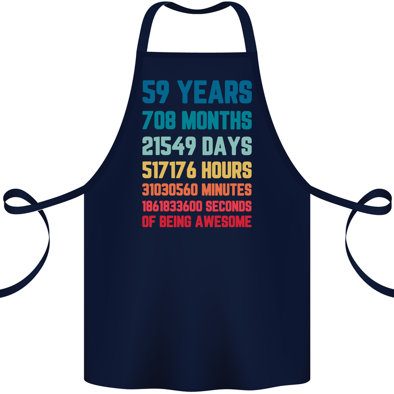 59th Birthday 59 Year Old Cotton Apron 100% Organic Navy Blue