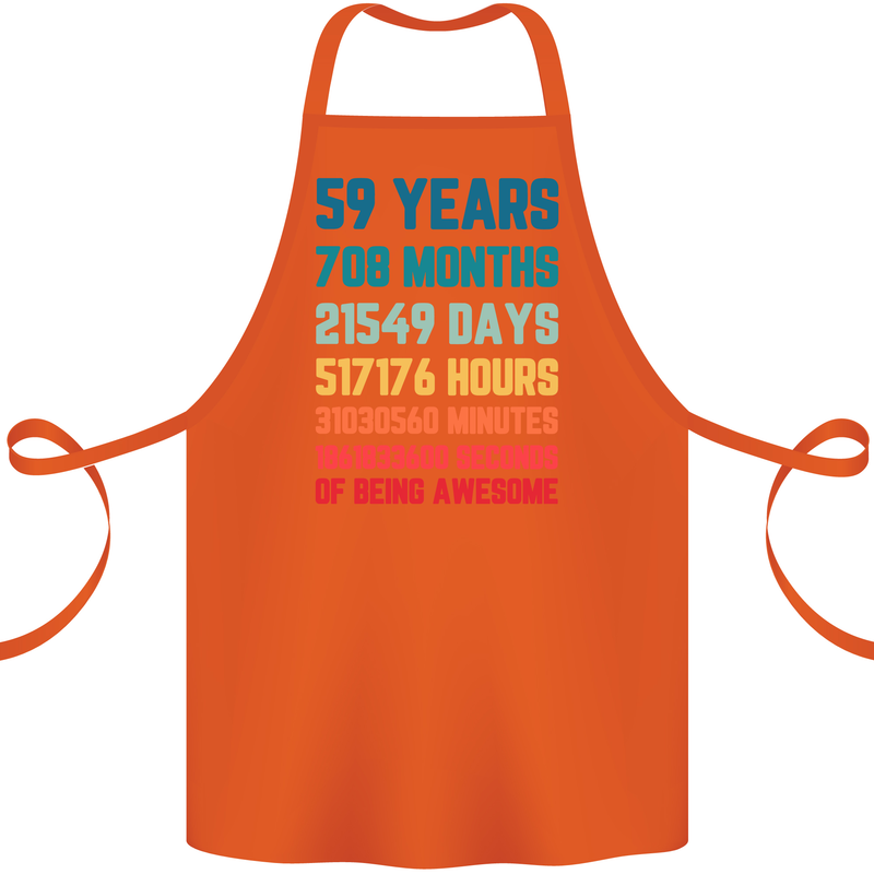 59th Birthday 59 Year Old Cotton Apron 100% Organic Orange