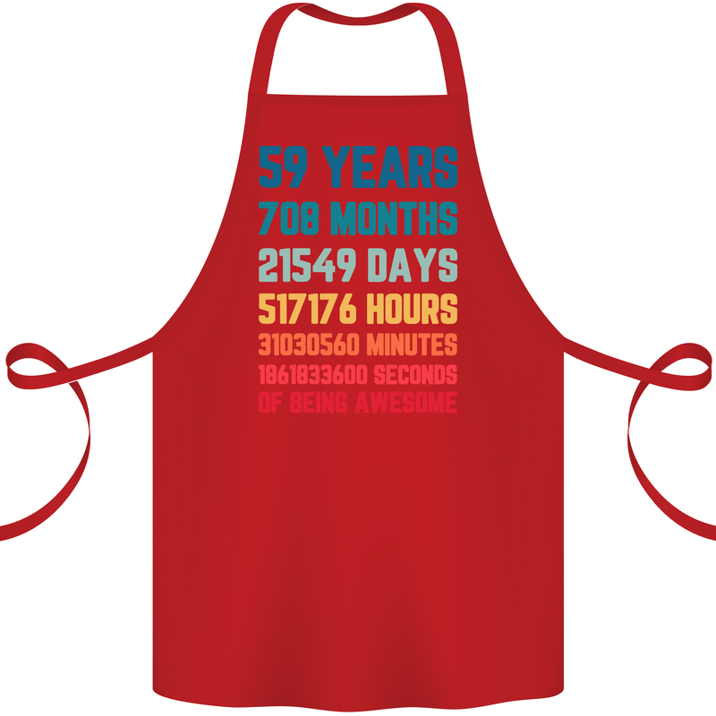 59th Birthday 59 Year Old Cotton Apron 100% Organic Red
