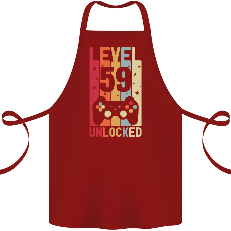 59th Birthday 59 Year Old Level Up Gamming Cotton Apron 100% Organic Maroon