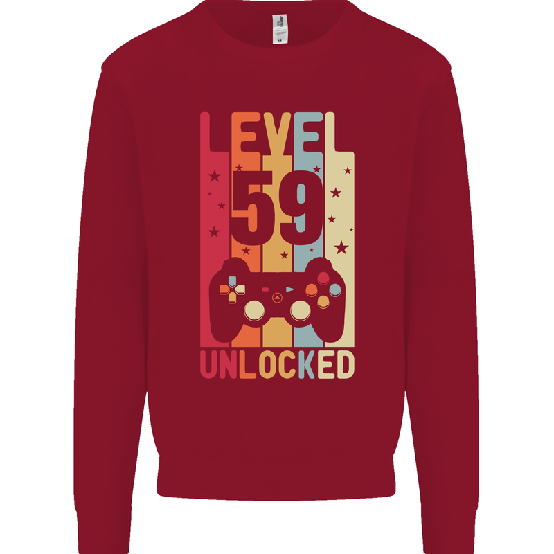 59th Birthday 59 Year Old Level Up Gamming Mens Sweatshirt Jumper Red