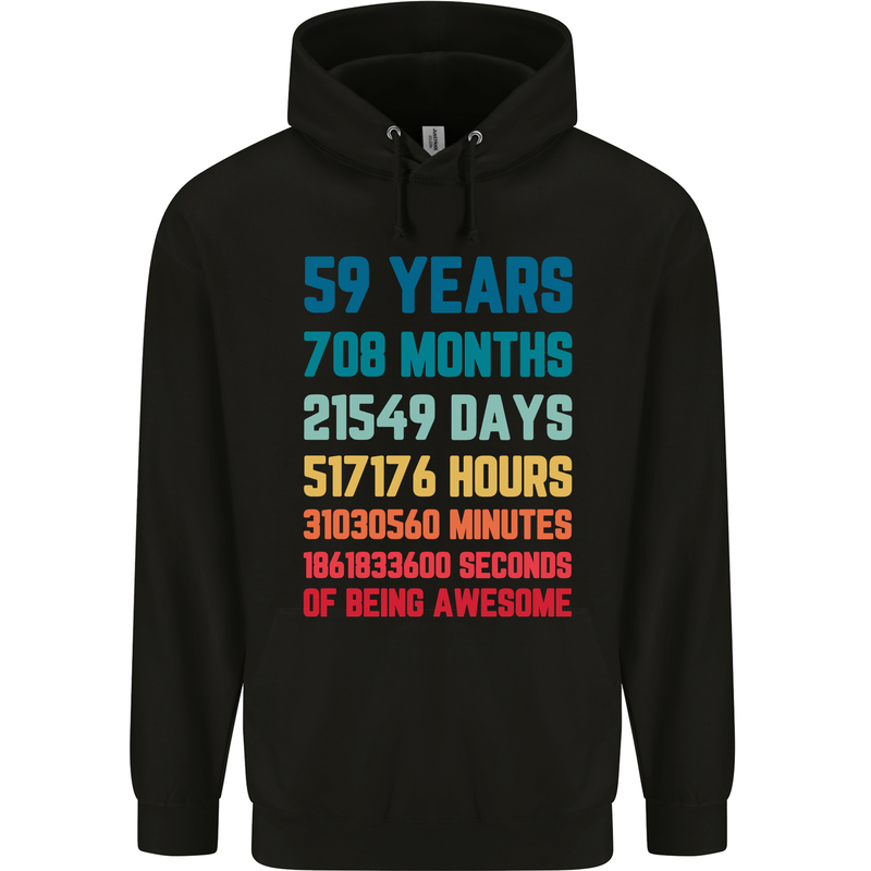 59th Birthday 59 Year Old Mens 80% Cotton Hoodie Black