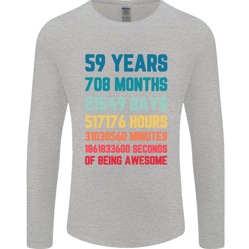 59th Birthday 59 Year Old Mens Long Sleeve T-Shirt Sports Grey