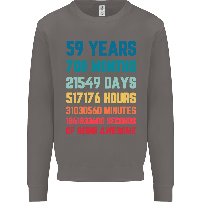 59th Birthday 59 Year Old Mens Sweatshirt Jumper Charcoal