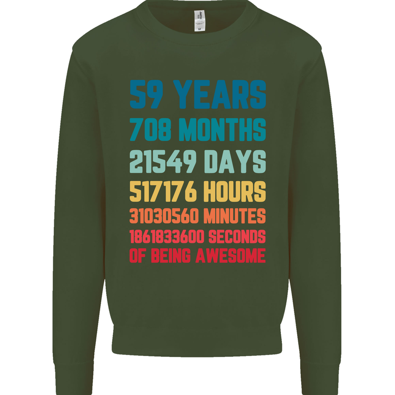 59th Birthday 59 Year Old Mens Sweatshirt Jumper Forest Green