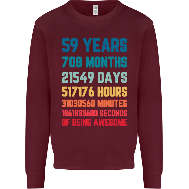 59th Birthday 59 Year Old Mens Sweatshirt Jumper Maroon