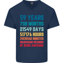 59th Birthday 59 Year Old Mens V-Neck Cotton T-Shirt Navy Blue