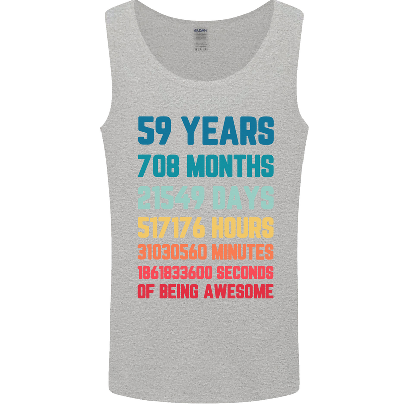 59th Birthday 59 Year Old Mens Vest Tank Top Sports Grey